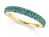 Yellow gold Round Blue Topaz Pavé Eternity Band with Shared Prong Setting_7