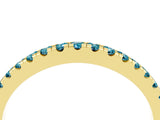 Yellow gold Round Blue Topaz Pavé Half Eternity Band with Shared Prong Setting_10