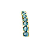 Yellow gold Round Blue Topaz Pavé Set Curved Wedding Band_11