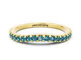 Yellow gold Round Blue Topaz Pavé Set Curved Wedding Band_6
