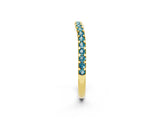 Yellow gold Round Blue Topaz Pavé Set Curved Wedding Band_8
