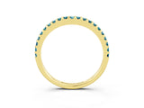 Yellow gold Round Blue Topaz Pavé Set Curved Wedding Band_9