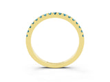 Yellow gold Round Blue Topaz Pavé Set Eternity Band with Micro Prong Setting_9