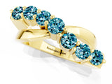 Yellow gold Round Blue Topaz Prong-Set Crossover Band_7