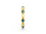 Yellow gold Round Blue Topaz Prong Set Milgrain Eternity Band_8
