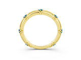 Yellow gold Round Blue Topaz Prong Set Milgrain Eternity Band_9
