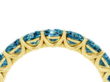 Yellow gold Round Blue Topaz Shared Prong Eternity Band_10