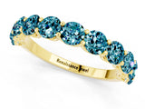Yellow gold Round Blue Topaz Shared Prong Eternity Band_7