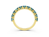 Yellow gold Round Blue Topaz Shared Prong Eternity Band_9
