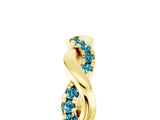 Yellow gold Round Blue Topaz Twist Eternity Band with Pavé Setting_11