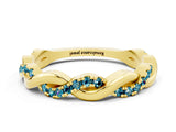 Yellow gold Round Blue Topaz Twist Eternity Band with Pavé Setting_6