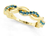Yellow gold Round Blue Topaz Twist Eternity Band with Pavé Setting_7