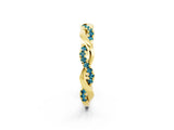 Yellow gold Round Blue Topaz Twist Eternity Band with Pavé Setting_8