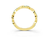 Yellow gold Round Blue Topaz Twist Eternity Band with Pavé Setting_9