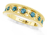 Yellow gold Round Blue Topaz Twist Milgrain Band with Bezel Setting_13