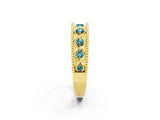Yellow gold Round Blue Topaz Twist Milgrain Band with Bezel Setting_14