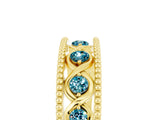 Yellow gold Round Blue Topaz Twist Milgrain Band with Bezel Setting_17