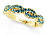 Yellow gold Round Blue Topaz Twisted Eternity Band with Pavé and Shared Prong Setting_23