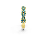 Yellow gold Round Blue Topaz Twisted Eternity Band with Pavé and Shared Prong Setting_24