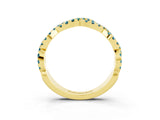 Yellow gold Round Blue Topaz Twisted Eternity Band with Pavé and Shared Prong Setting_25