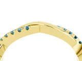 Yellow gold Round Blue Topaz Twisted Infinity Band with Prong Setting_10