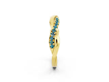 Yellow gold Round Blue Topaz Twisted Infinity Band with Prong Setting_8