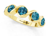 Yellow gold Round Blue Topaz Wave Band with Channel Setting and Shared Prongs_7
