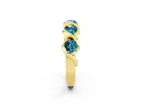 Yellow gold Round Blue Topaz Wave Band with Channel Setting and Shared Prongs_8