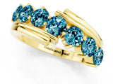 Yellow gold Round Blue Topaz Wave Band with Channel and Shared Prong Setting_19