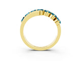 Yellow gold Round Blue Topaz Wave Band with Channel and Shared Prong Setting_21
