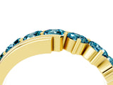 Yellow gold Round Blue Topaz Wave Band with Channel and Shared Prong Setting_22