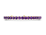 14K Yellow Gold 7.79 Carat Round Brilliant Amethyst Tennis Bracelet with Prong Setting