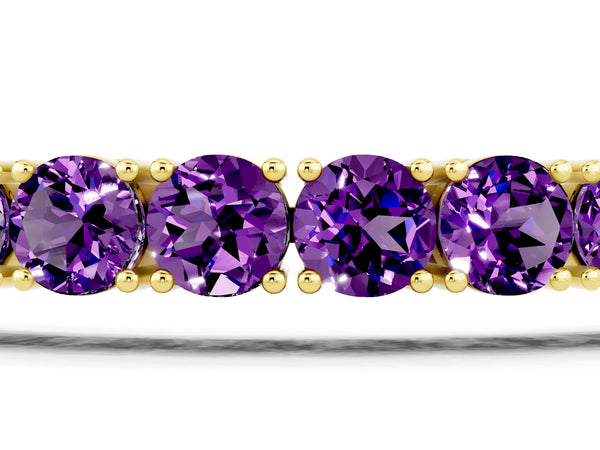 Yellow gold Round Brilliant Amethyst Tennis Bracelet with Prong Setting
