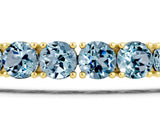 Yellow gold Round Brilliant Aquamarine Tennis Bracelet with Prong Setting_5