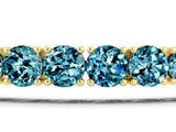 Yellow gold Round Brilliant Blue Topaz Tennis Bracelet with Prong Setting_5