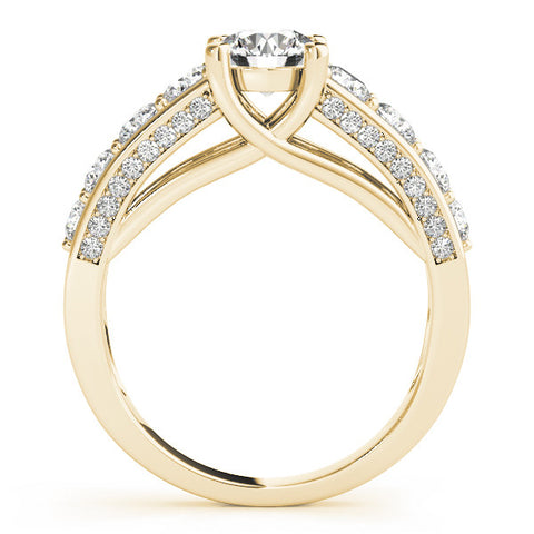 Yellow gold Round Brilliant Channel-Set Diamond Engagement Ring with Split Shank and Four-Prong Setting 2