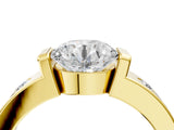 Yellow gold Round Brilliant Channel-Set Diamond Ring with Bezel Prong Setting_10