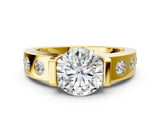 Yellow gold Round Brilliant Channel-Set Diamond Ring with Bezel Prong Setting_6