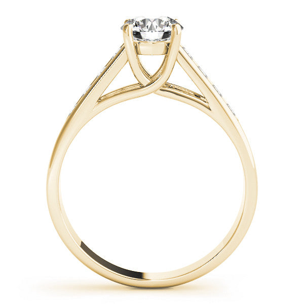 Yellow gold Round Brilliant Channel-Set Solitaire Ring with Four-Prong Setting 2