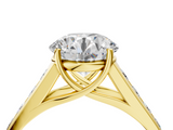 Yellow gold Round Brilliant Channel-Set Solitaire Ring with Four-Prong Setting_45