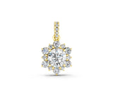 Yellow gold Round Brilliant Cluster Diamond Pendant with Prong Setting_8