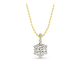 Yellow gold Round Brilliant Cluster Diamond Pendant with Prong Setting_9