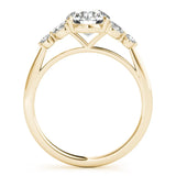 Yellow gold Round Brilliant Cluster Diamond Ring with Marquise and Round Cut Stones on a Classic Band with Four-Prong Setting 2