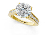 Yellow gold Round Brilliant Cut Diamond Engagement Ring with Pavé Band and Four-Prong Setting_62