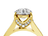 Yellow gold Round Brilliant Cut Diamond Engagement Ring with Pavé Band and Four-Prong Setting_65