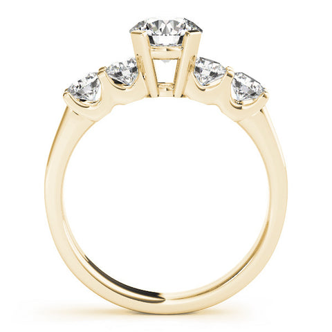 Yellow gold Round Brilliant Cut Diamond Five-Stone Prong Set Engagement Ring with Channel Band 2