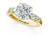 Yellow gold Round Brilliant Cut Diamond Five-Stone Prong Set Engagement Ring with Channel Band_24