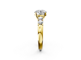 Yellow gold Round Brilliant Cut Diamond Five-Stone Prong Set Engagement Ring with Channel Band_25