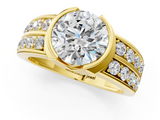 Yellow gold Round Brilliant Diamond Channel Set Wide Band Ring with Bezel Setting_24