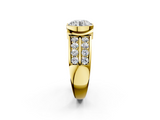 Yellow gold Round Brilliant Diamond Channel Set Wide Band Ring with Bezel Setting_25